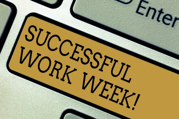 Konceptuální ručně psaného textu ukazuje úspěšné pracovní týden. Obchodní Foto textu produktivní a uspokojující pracovní dny v týdnu klávesová záměr vytvořit počítač zprávy idea. — Stock fotografie