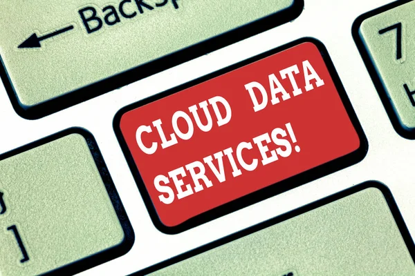 Escritura Manual Conceptual Que Muestra Cloud Data Services Exhibición Fotos — Foto de Stock