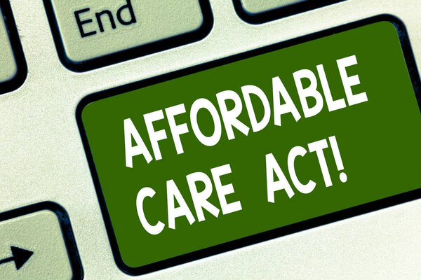 Word writing text Affordable Care Act. Business concept for Guarantees that can receive or buy health insurance Keyboard key Intention to create computer message pressing keypad idea.
