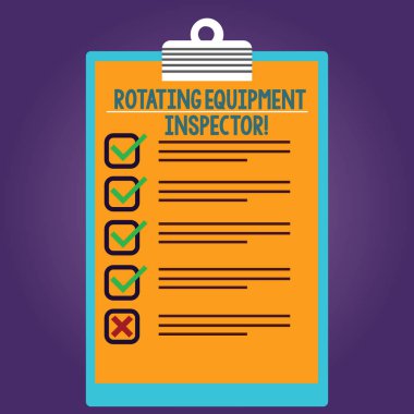 Word metin döner donanım Müfettiş yazma. İş kavramı için kontrol edin ve petrol incelemek ve ekipman sırada renk dikey Pano onay kutusunu fotoğraf kopya boşluk ile gaz