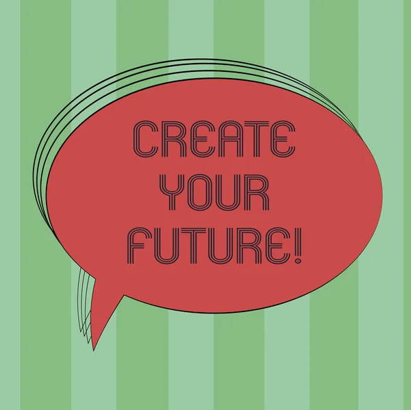 Text sign showing Create Your Future. Conceptual photo work hard to shape your life and have good career Blank Oval Outlined Solid Color Speech Bubble Empty Text Balloon photo.