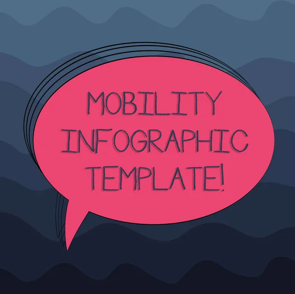 Texto de escritura de palabras Plantilla de Infografía de Movilidad. Concepto de negocio para la visualización de datos para dispositivos móviles Esquema oval en blanco Color sólido Discurso Burbuja Texto vacío Globo de fotos . — Foto de Stock