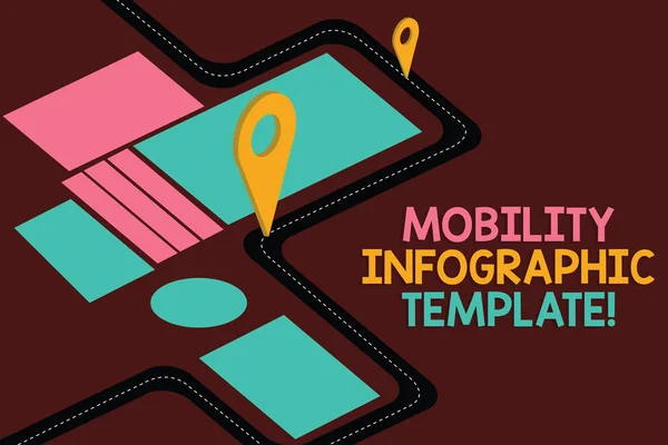 Koncepcyjne w zapasie pismo, Wyświetlono mobilności Infographic szablonu. Biznes zdjęcie prezentujący wizualizacji danych dla urządzeń przenośnych znacznik mapy drogowej nawigacji 3d Pin lokalizator dla trasy Doradczy. — Zdjęcie stockowe