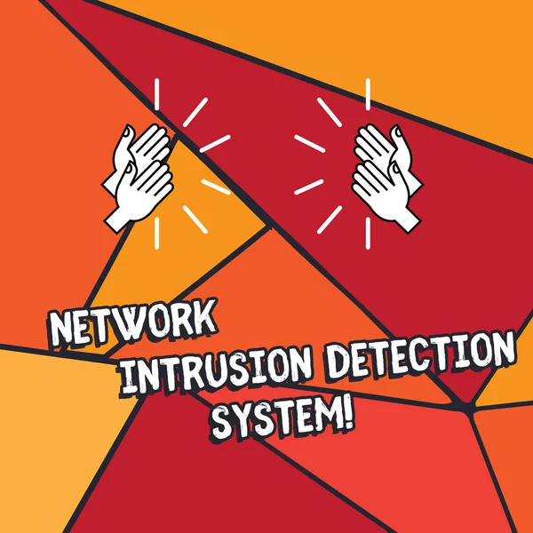 Ordet skriver text nätverk Intrusion Detection System. Affärsidé för säkerhet multimediasystem Hu säkerhetsanalys händer klappar med ljud på geometriska former. — Stockfoto
