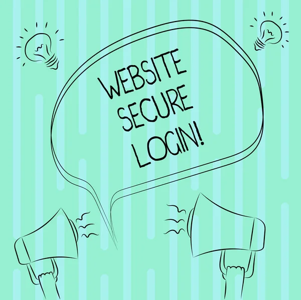 Word writing text Website Secure Login. Business concept for Uses SSL to encrypt the user name and password Freehand Outline Sketch of Blank Speech Bubble Megaphone Sound Idea Icon.