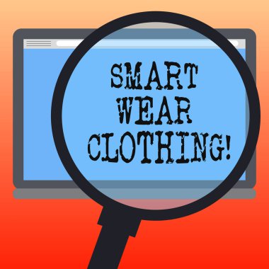 Akıllı giyim giymek yazma el yazısı metin. Genellikle düzgün henüz rahat kıyafetleri veya resmi büyüteç büyütme Tablet boş renkli ekran fotoğraf metin alanı olarak tanımlanan kavram anlam.