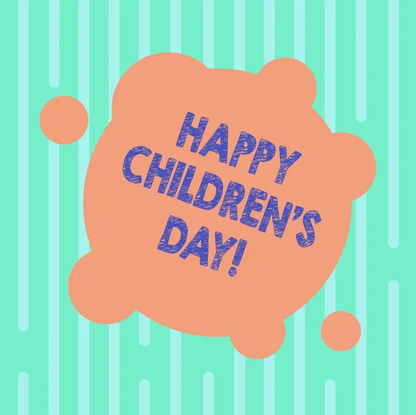 Word schrijven tekst Happy Children S Day. Businessconcept voor vaste datum gemaakt ter gelegenheid van de kinderen en plezier leeg vervormd kleur ronde vorm met kleine cirkels abstracte foto. — Stockfoto