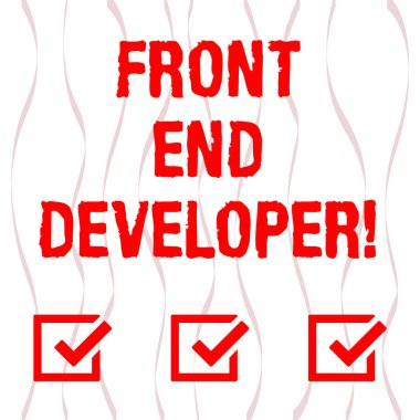 El yazısı metin Front End Geliştirici. Kavram anlam bilgisayar programcısı kodları ve görsel öğelerin dikey eğimli şerit şerit Twisted kanat Seamless modeli yineleyin fotoğrafta oluşturur.