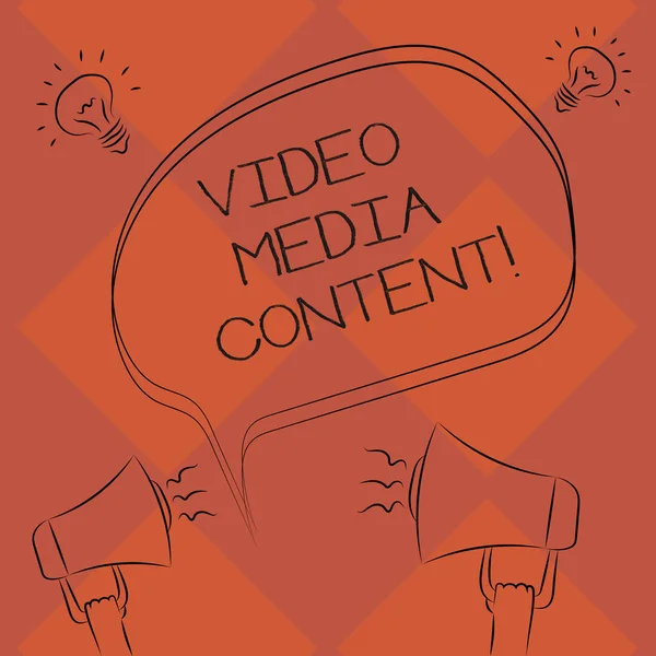 Handwriting text Video Media Content. Concept meaning images and audio used to communicate brand message Freehand Outline Sketch of Blank Speech Bubble Megaphone Sound Idea Icon.