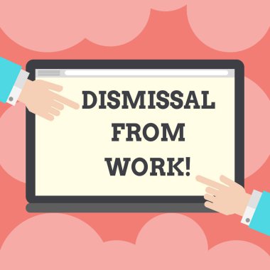 İşten çıkarma gelen çalışmaları gösteren Not yazma. İş istihdam nedenle kesildi almak fotoğraf vitrine Hu analiz el işaret eden boş bir renk Tablet ekran üzerinde ateş.