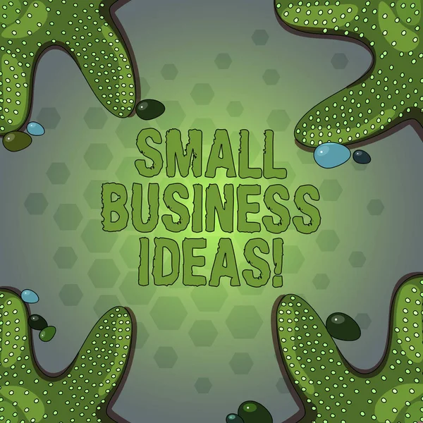 Word writing text Small Business Ideas. Business concept for A concept that can be used for financial business gain Starfish photo on Four Corners with Colorful Pebbles for Poster Ads Cards.