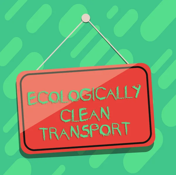 Konceptuella hand skriva visar ekologiskt rena transporter. Företag foto skylta gröna fordon miljövänligare fordon tomma hängande färg dörr fönster skyltar med sträng och Tack. — Stockfoto