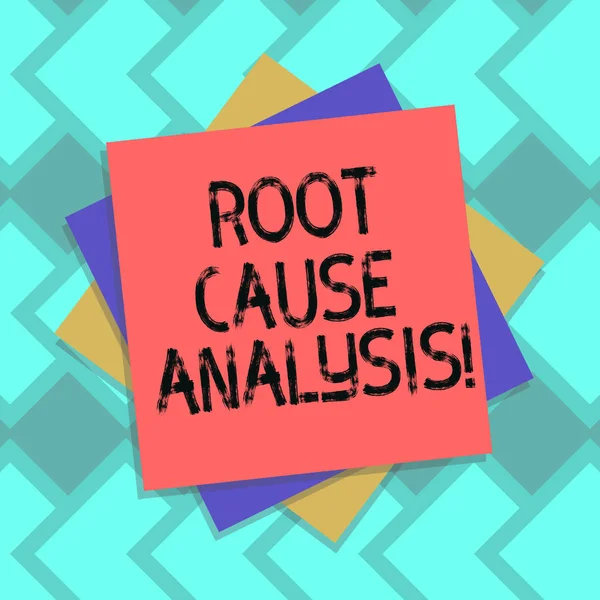 Text sign showing Root Cause Analysis. Conceptual photo method of problem solving used for identifying causes Multiple Layer of Blank Sheets Color Paper Cardboard photo with Shadow.