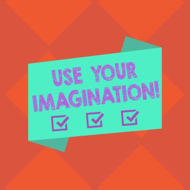 El yazısı metin kullanmak sizin hayal gücü. Fikirler boş renk katlanmış afiş şerit düz stil fotoğraf zihinsel resimleri için duyuru Poster oluşturmak için yetenek kullanarak kavram anlam.