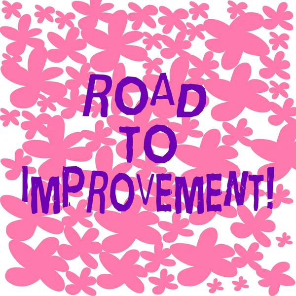 Text sign showing Road To Improvement. Conceptual photo way that thing makes something better or yourself Freehand Drawn and Painted Simple Flower in Seamless Repeat Pattern photo.