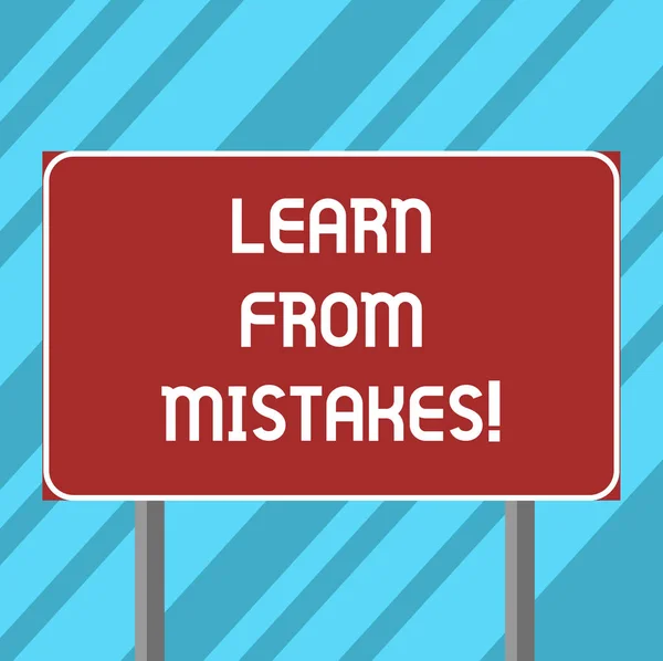 Text sign showing Learn From Mistakes. Conceptual photo keeping track of your most important decisions Blank Rectangular Outdoor Color Signpost photo with Two leg and Outline. — Stock Photo, Image