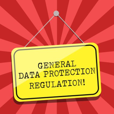 Kavramsal el genel veri koruma yönetmeliği gösterilen yazma. İş fotoğraf bilgi medya güvenlik vitrine koruyucu boş asılı renk kapı pencere tabela dize ve çakmak.