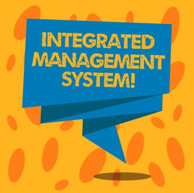 Entegre yönetim sistemi gösterilen Not yazma. İş fotoğraf vitrine bir iş haline bir Folded ürününün tüm bileşenlerini birleştirir kutlama için 3d şerit şerit katı renk boş kuşak fotoğraf.