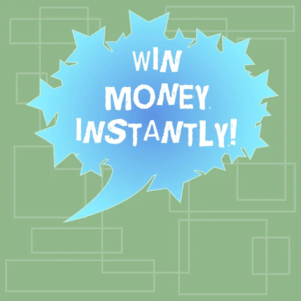 Text sign showing Win Money Instantly. Conceptual photo getting cash as prize in competition sport or game Blank Oval Color Speech Bubble with Stars as Outline photo Text Space.