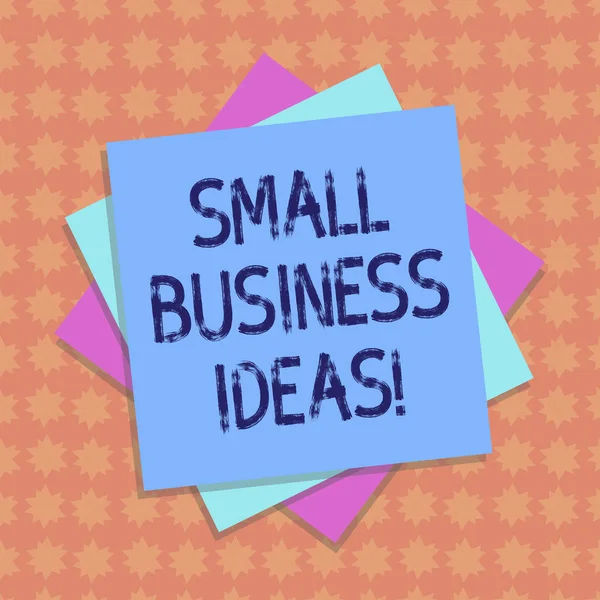 Writing note showing Small Business Ideas. Business photo showcasing A concept that can be used for financial business gain Multiple Layer of Sheets Color Paper Cardboard with Shadow.