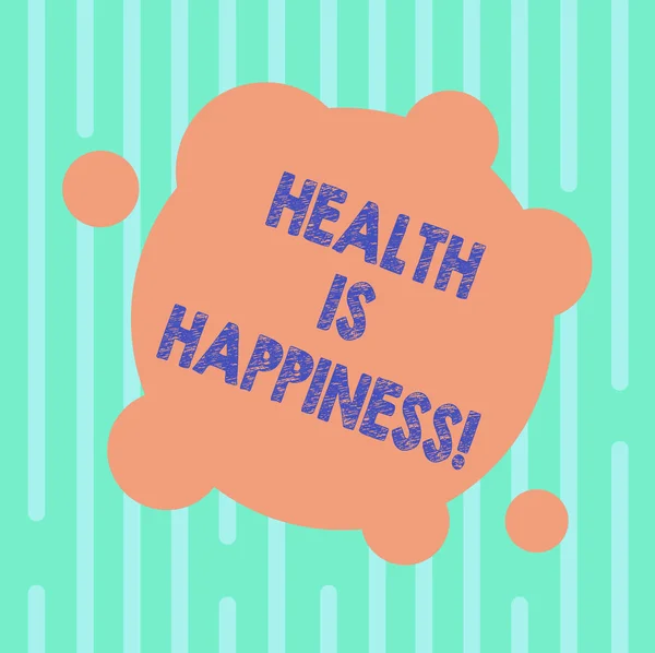 Szöveg írása egészségügyi van boldogság szó. Üzleti koncepció állapotban a test és a szabad betegség vezető boldogság üres deformált színes kör alakú kis körök absztrakt fotó. — Stock Fotó
