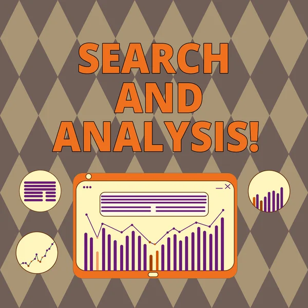 Handgeschreven tekst schrijven van zoek-en analyse. Begrip betekenis inspectie zuivering transformeren en modellering van gegevens digitale combinatie van kolom gegevens grafisch lijndiagram op Tablet PC-scherm. — Stockfoto