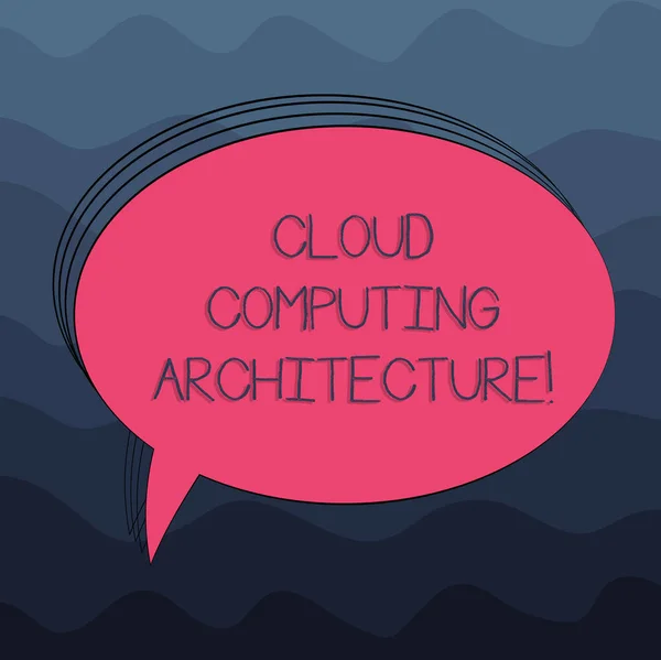 Word writing text Cloud Computing Architecture. Business concept for Components and the relationships between them Blank Oval Outlined Solid Color Speech Bubble Empty Text Balloon photo.