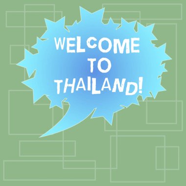 Hoşgeldiniz Tayland için gösterilen metin işareti. Kavramsal fotoğraf davetkar gösteren veya kendi ülkenizde boş Oval renk konuşma balonu yıldız ile fotoğraf metin alanı anahat olarak ziyaret turist.