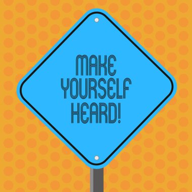 Yapmak kendinizi duydum gösterilen Not yazma. İş fotoğraf vitrine elmas şekli rengi yol uyarı tabela bir bacak Stand ile duymak göstermek için yeterince yüksek sesle bir şeyler söyle.