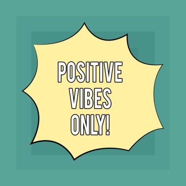 Kavramsal el gösteren olumlu Vibes sadece yazma. Duygusal sinyalleri verir çevresindekilere patlama patlama çığlık konuşma balonu için promosyon reklamları gösteren vitrine iş fotoğraf.