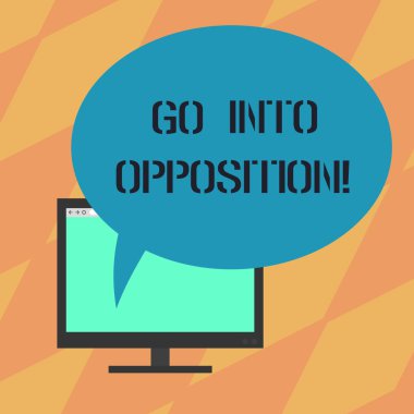 Git içine muhalefet gösterilen metin işareti. Kavramsal fotoğraf gösteren ya da bir şey ile Oval renk konuşma balonu Mounted bilgisayar monitörü boş ekran protesto grup eleştiren.