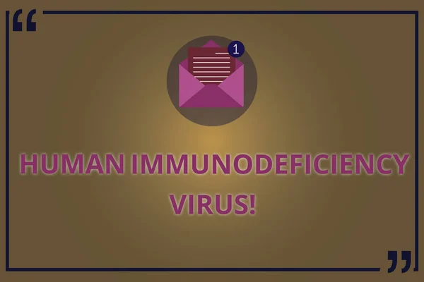 Írásbeli Megjegyzés mutatja Huanalysis immundeficiencia vírus. Bemutatják a vírus huanalysis vérben, amely gyengíti az immunrendszer nyitott boríték papír E-mail üzenet belső idézőjel üzleti fotó. — Stock Fotó
