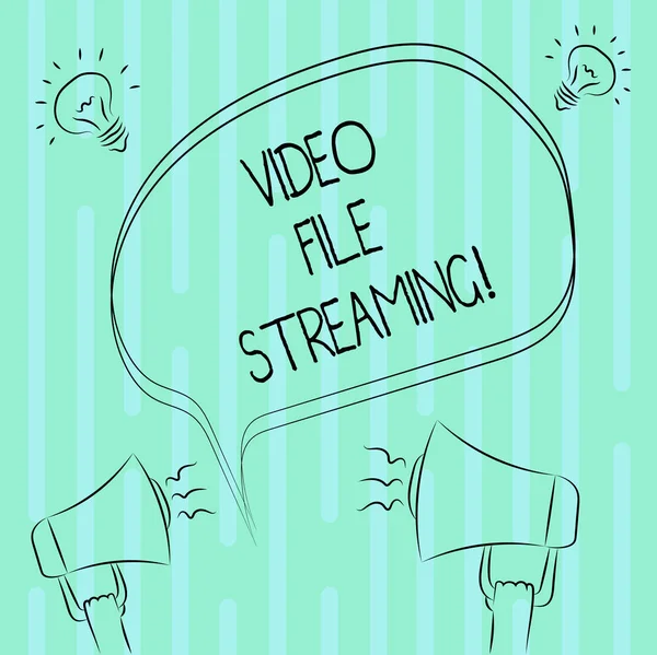 Word writing text Video File Streaming. Business concept for video be viewed online without being downloaded Freehand Outline Sketch of Blank Speech Bubble Megaphone Sound Idea Icon.