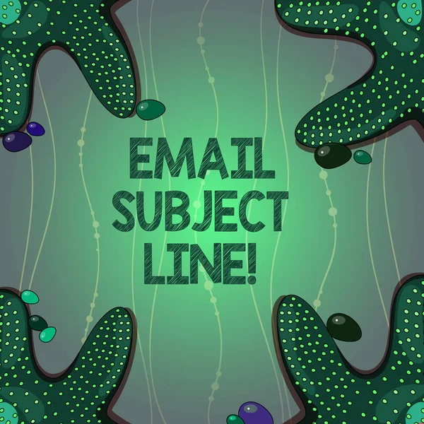 Writing note showing Email Subject Line. Business photo showcasing introduction that identifies email or message intent Starfish on Four Corners with Pebbles for Poster Ads Cards.