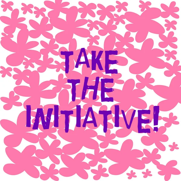 Text sign showing Take The Initiative. Conceptual photo Begin task steps actions or plan of action right now Freehand Drawn and Painted Simple Flower in Seamless Repeat Pattern photo.