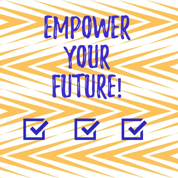 Handwriting text writing Empower Your Future. Concept meaning career development and employability curriculum guide Vertical Zigzag Lines Alternate Color in Seamless Geometric Pattern photo.