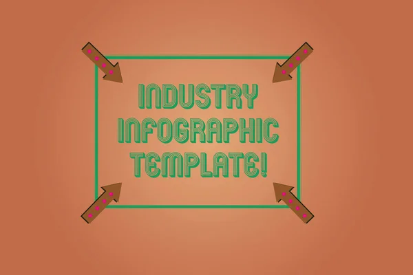 Handskrift text skriva industri Infographic mall. Begrepp som betyder mönster att använda skapa visuella bilden Square disposition med hörnet pilarna pekar inåt på färgbakgrund. — Stockfoto