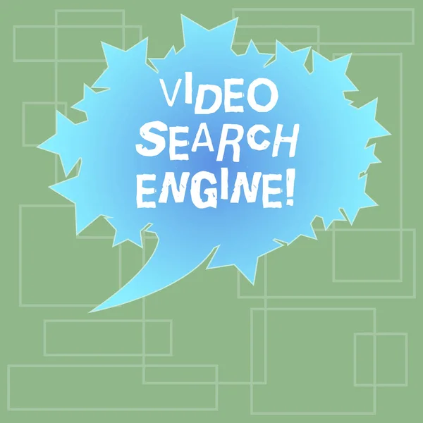 Text sign showing Video Search Engine. Conceptual photo which crawls web deeply for media and audio content Blank Oval Color Speech Bubble with Stars as Outline photo Text Space.