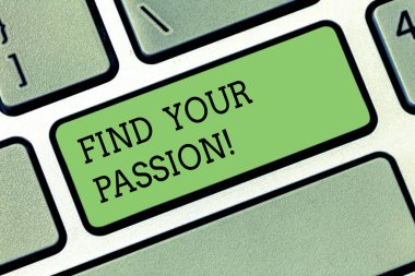 Metin yazma Your tutku bulmak kelime. İş kavramı için güçlü ve çok az kontrol edilebilir duygusal klavye tuşuna basarak tuş takımı fikir bilgisayar ileti oluşturmak için niyet arama.