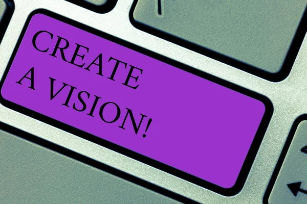 Textzeichen, die eine Vision zeigen. konzeptionelles Foto Entwicklung einer Strategie Mission Motivation Zweck der Tastatur Schlüsselabsicht zu erreichen, um Computer-Nachricht Drücken der Tastatur Idee erstellen. — Stockfoto