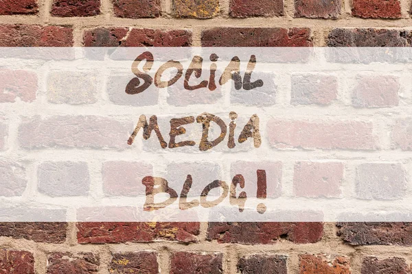 Writing note showing Social Media Blog. Business photo showcasing Web page that serves publicly accessible demonstratingal journal Brick Wall art like Graffiti motivational call written on the wall.
