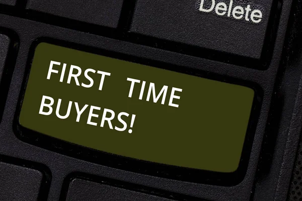 Word writing text First Time Buyers. Business concept for demonstrating buying house or flat who has not previously owned Keyboard key Intention to create computer message pressing keypad idea.