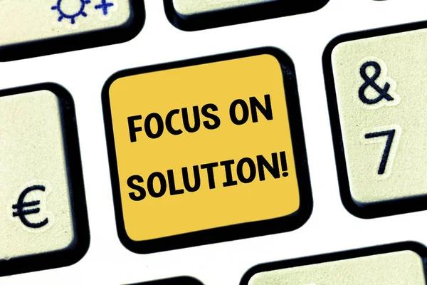 Conceptual hand writing showing Focus On Solution. Business photo showcasing powerful practical way to achieve positive change Keyboard key Intention to create computer message idea.