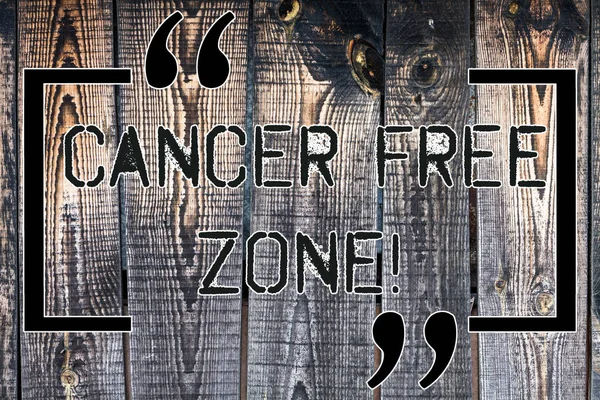 Handwriting text Cancer Free Zone. Concept meaning club for educating showing about means of cancer prevention Wooden background vintage wood wild message ideas intentions thoughts.