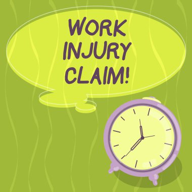 İş yaralanma istem gösterilen Not yazma. Sigorta sağlayan Tıbbi Faydaları çalışanlara boş renk düşündüm konuşma balonu anahat ve çalar saat fotoğraf ile vitrine iş fotoğraf.