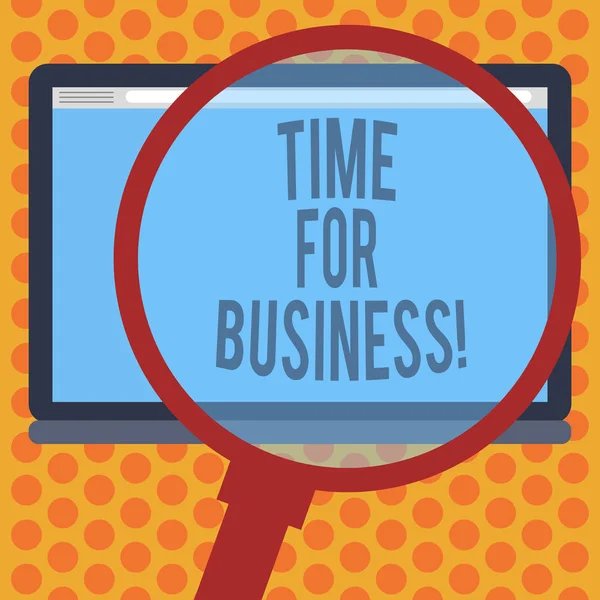 Scrivere una nota che mostra Time For Business. Business foto in mostra i minuti che devono essere consentiti per il completamento dell'operazione Ingrandimento di vetro Tablet Blank Color Screen photo text Spazio . — Foto Stock