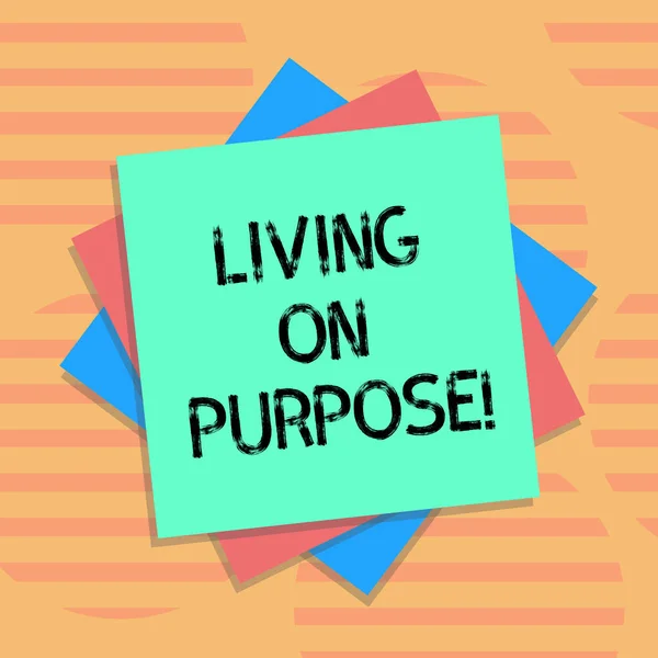 Word writing text Living On Purpose. Business concept for Achieve balance between their heart and career job Multiple Layer of Blank Sheets Color Paper Cardboard photo with Shadow. — Stock Photo, Image