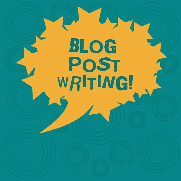 Conceptual hand writing showing Blog Post Writing. Business photo showcasing demonstratingal online diary or say journal share their thoughts Oval Color Speech Bubble with Stars as Outline Text Space. — Stock Photo, Image