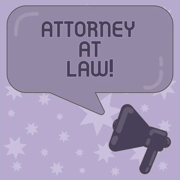 Uwaga: pisanie Wyświetlono adwokat. Biznesowe zdjęcie prezentujący prawnika, który zajmuje się większość zagadnień prawnych, megafon i prostokątne kolor dymek z odbicia. — Zdjęcie stockowe
