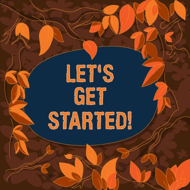 Kavramsal el izin S Başlarken gösterilen yazma. İş bir şey başlamak ya da çalıştırılmasında gösteren soran fotoğraf vitrine planı ağaç dalları dağınık yaprakları renk metin boşluk ile.